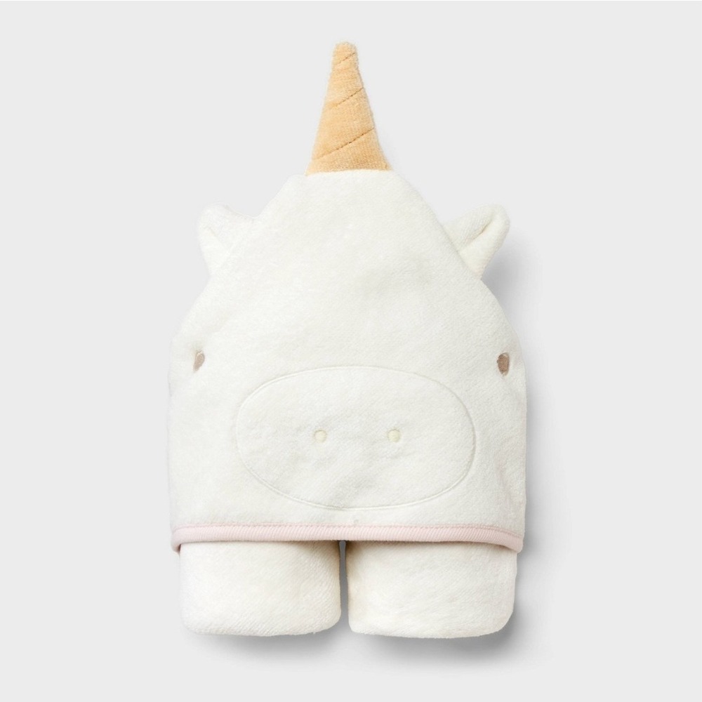 Baby Hooded Towel Cloud Island™ Cream: Cotton Terry, Unicorn Pattern, 30"x30" OS